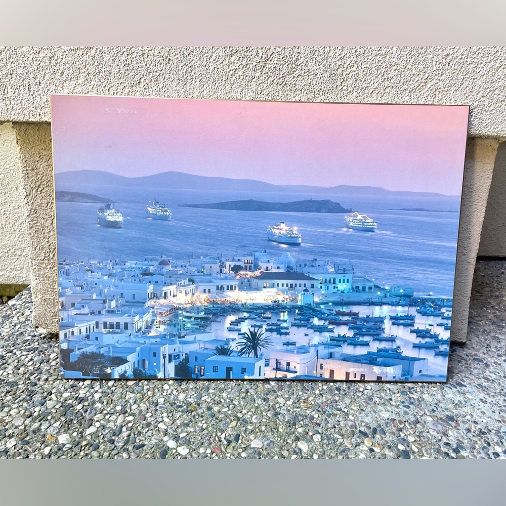 Donating on 7/23!!
Coastal Greecian wooden print Canvas 19” by 13.5”